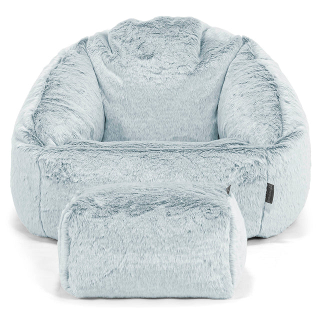 Bubble Bean Bag Chair - Faux Rabbit Fur Dusty Blue 02