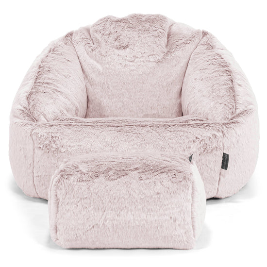 Bubble Bean Bag Chair - Faux Rabbit Fur Dusty Pink 02