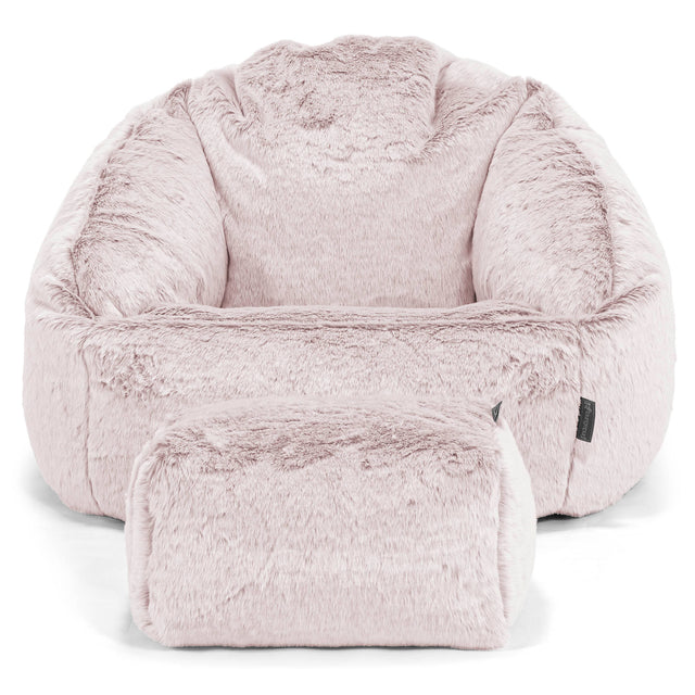 Bubble Bean Bag Chair - Faux Rabbit Fur Dusty Pink 02