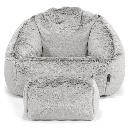 Bubble Bean Bag Chair - Faux Rabbit Fur Light Grey 02