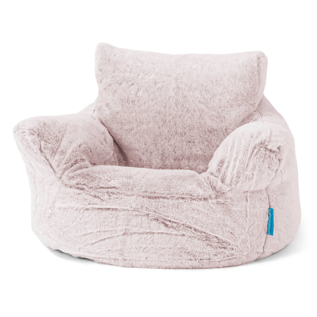 Toddlers' Armchair 1-3 yr Bean Bag - Faux Rabbit Fur Dusty Pink 01