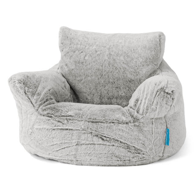 Toddlers' Armchair 1-3 yr Bean Bag - Faux Rabbit Fur Light Grey 01