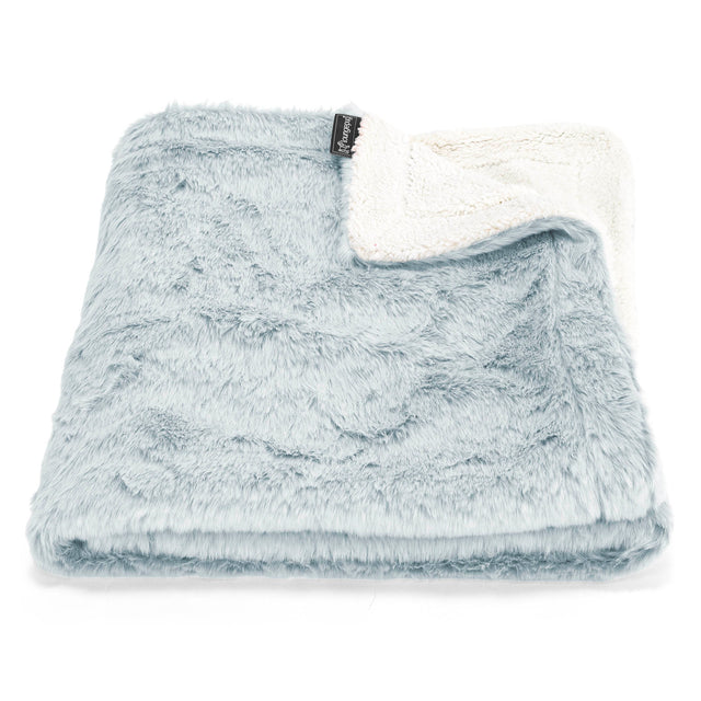 Sherpa Throw / Blanket - Faux Rabbit Fur Dusty Blue 01