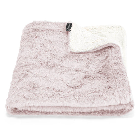 Sherpa Throw / Blanket - Faux Rabbit Fur Dusty Pink 01