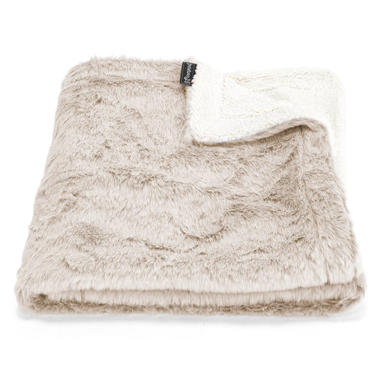 Sherpa Throw / Blanket - Faux Rabbit Fur Golden Brown 01