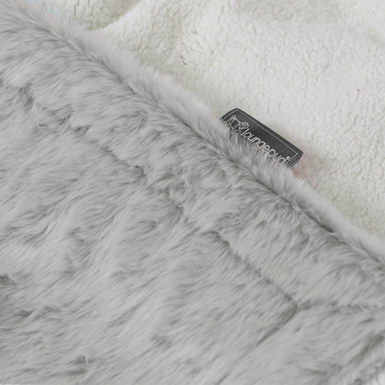 Sherpa Throw / Blanket - Faux Rabbit Fur Light Grey 02
