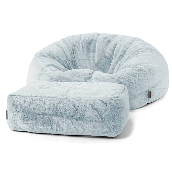 Classic Sofa Bean Bag - Faux Rabbit Fur Dusty Blue 02