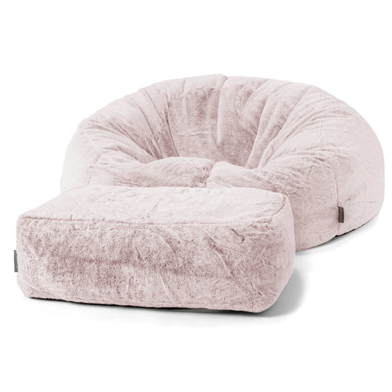 Classic Sofa Bean Bag - Faux Rabbit Fur Dusty Pink 02