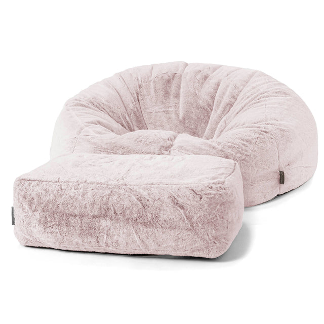 Classic Sofa Bean Bag - Faux Rabbit Fur Dusty Pink 02