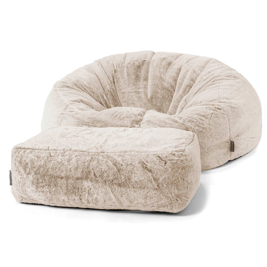 Classic Sofa Bean Bag - Faux Rabbit Fur Golden Brown 02
