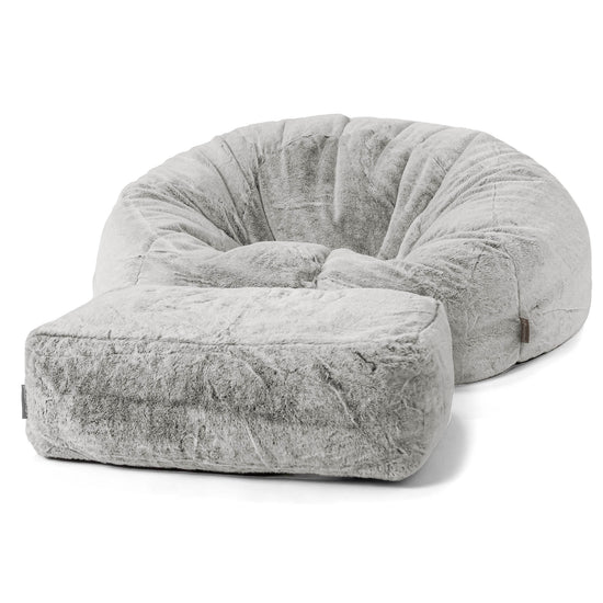 Classic Sofa Bean Bag - Faux Rabbit Fur Light Grey 02