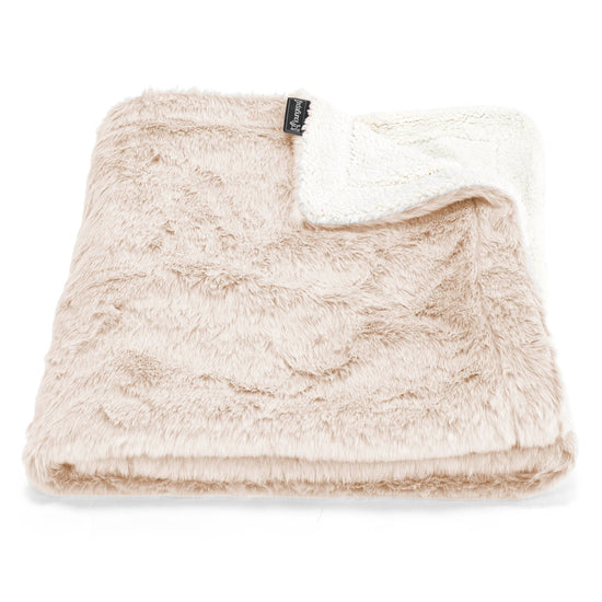 Sherpa Throw / Blanket - Faux Rabbit Fur White 01