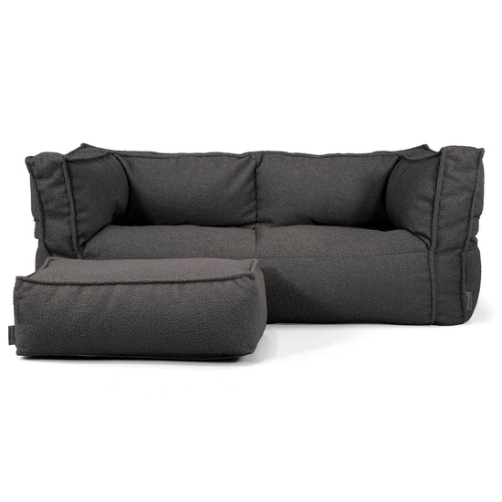 The 2 Seater Albert Sofa Bean Bag - Boucle Graphite Grey 02