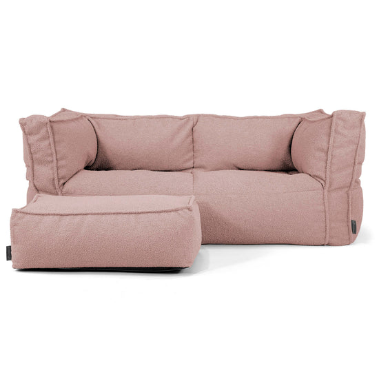 The 2 Seater Albert Sofa Bean Bag - Boucle Pink 02