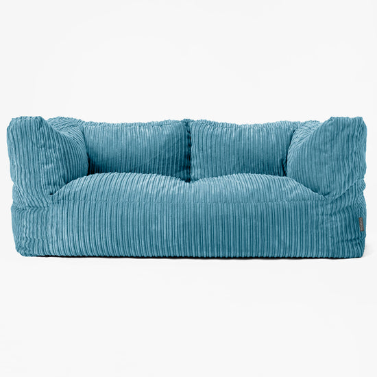 The 2 Seater Albert Sofa Bean Bag - Cord Aegean Blue 01