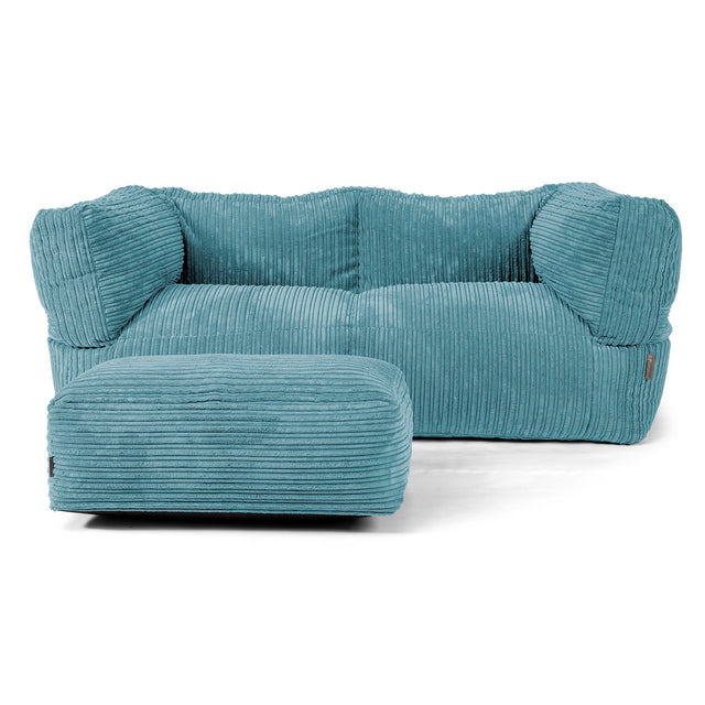 The 2 Seater Albert Sofa Bean Bag - Cord Aegean Blue 02
