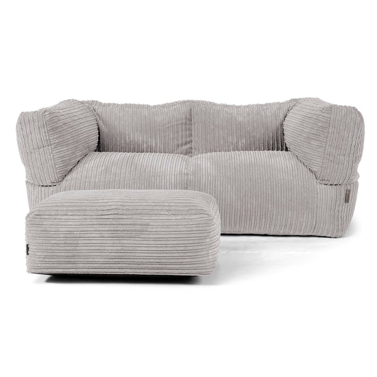 The 2 Seater Albert Sofa Bean Bag - Cord Aluminium Silver 02