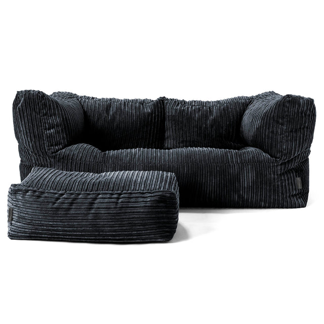 The 2 Seater Albert Sofa Bean Bag - Cord Black 02