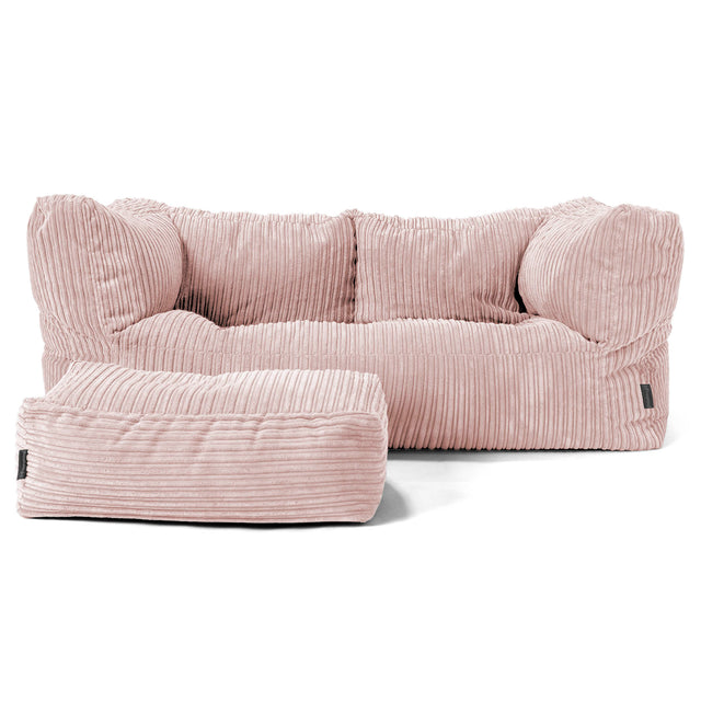 The 2 Seater Albert Sofa Bean Bag - Cord Blush Pink 02