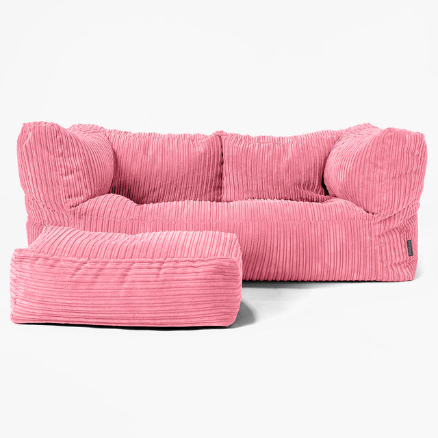 The 2 Seater Albert Sofa Bean Bag - Cord Coral Pink 02