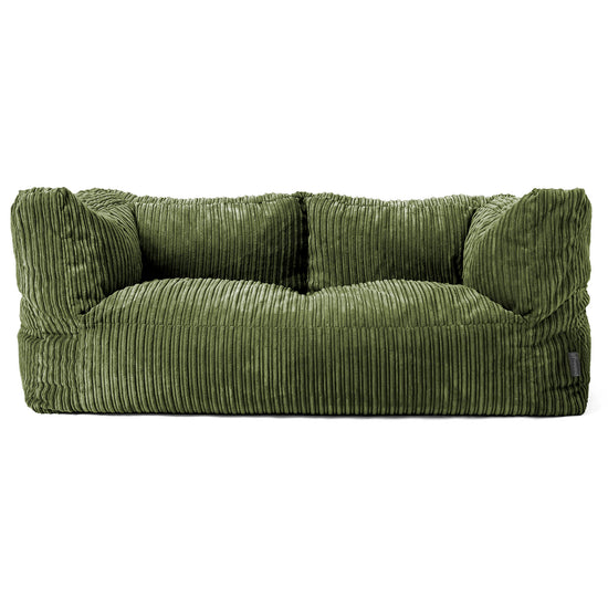 The 2 Seater Albert Sofa Bean Bag - Cord Forest Green 01