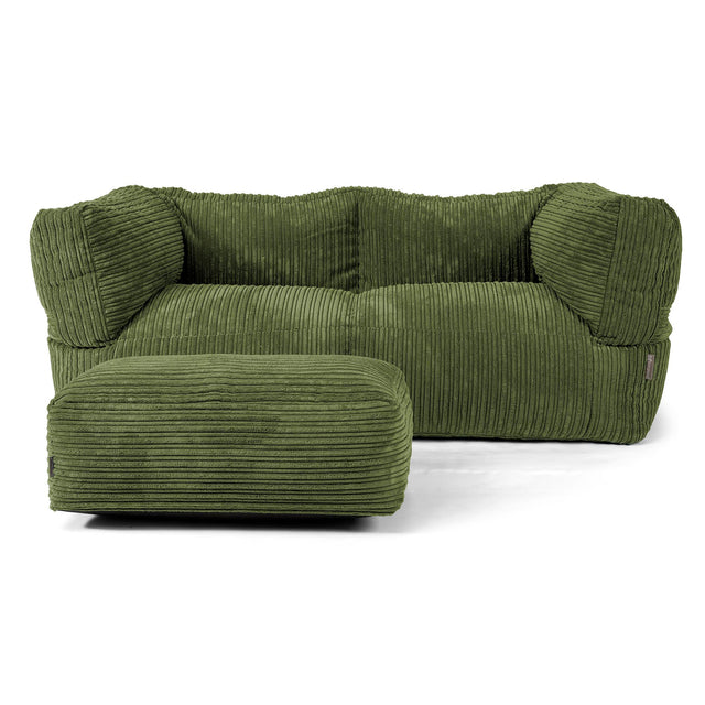 The 2 Seater Albert Sofa Bean Bag - Cord Forest Green 02