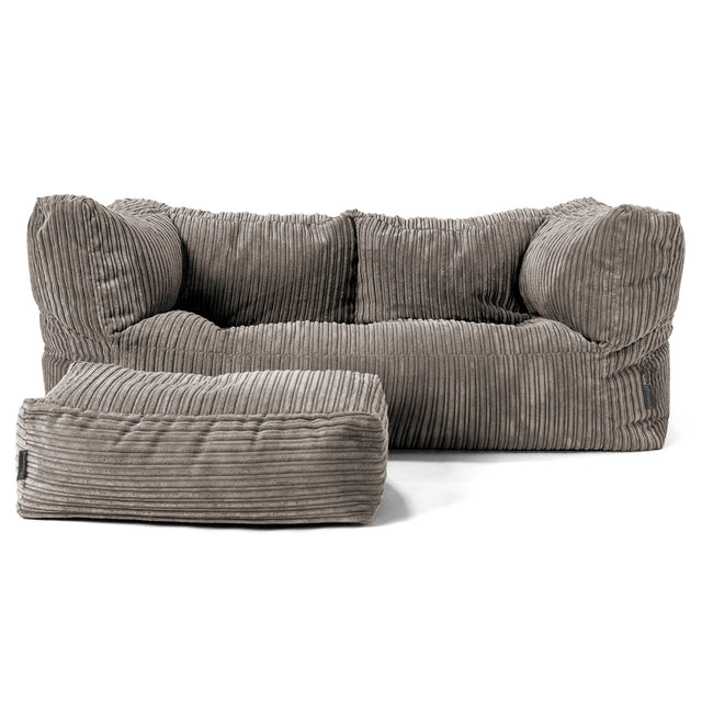 The 2 Seater Albert Sofa Bean Bag - Cord Graphite Grey 02