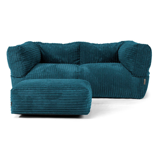 The 2 Seater Albert Sofa Bean Bag - Cord Teal Blue 02