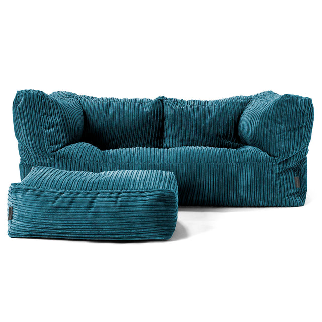 The 2 Seater Albert Sofa Bean Bag - Cord Teal Blue 02