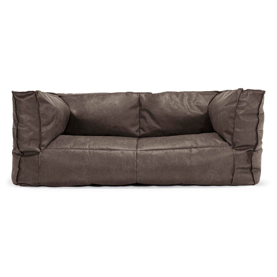 The 2 Seater Albert Sofa Bean Bag - Distressed Leather Natural Slate 01