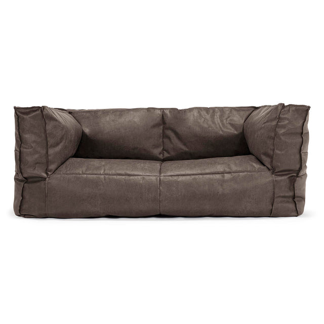 The 2 Seater Albert Sofa Bean Bag - Distressed Leather Natural Slate 01