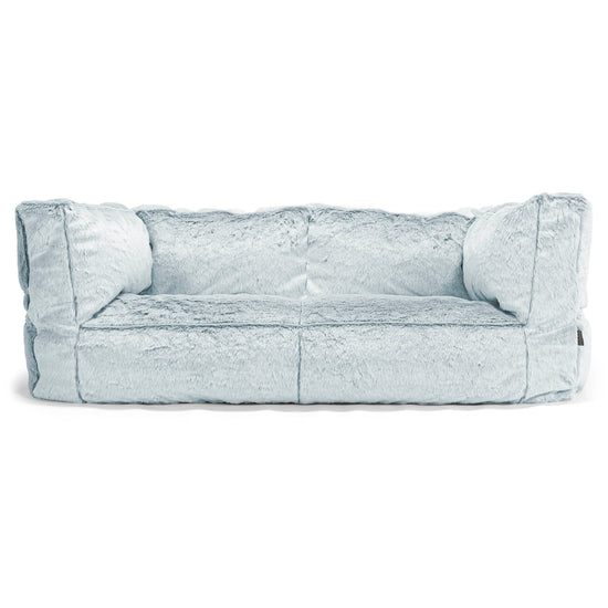The 2 Seater Albert Sofa Bean Bag - Faux Rabbit Fur Dusty Blue 01