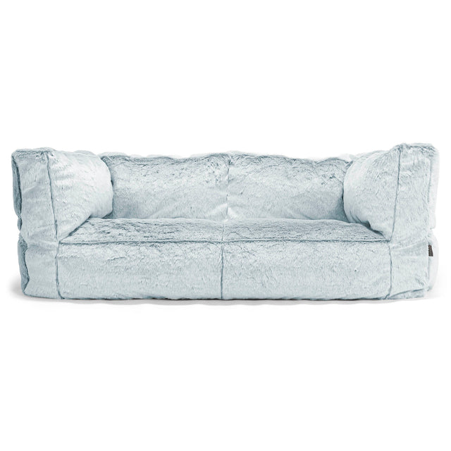 The 2 Seater Albert Sofa Bean Bag - Faux Rabbit Fur Dusty Blue 01