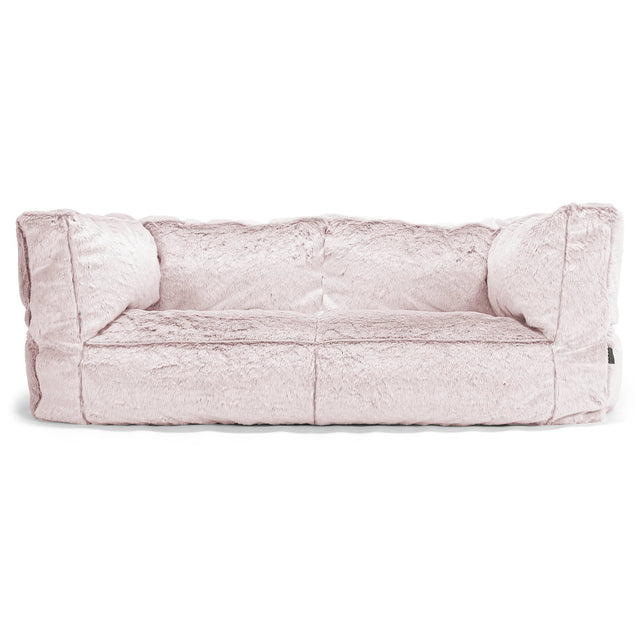 The 2 Seater Albert Sofa Bean Bag - Faux Rabbit Fur Dusty Pink 01