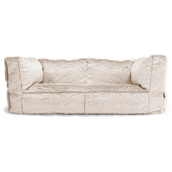 The 2 Seater Albert Sofa Bean Bag - Faux Rabbit Fur Golden Brown 01
