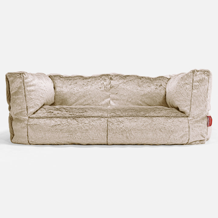 The 2 Seater Albert Sofa Bean Bag - Faux Rabbit Fur Golden Brown 01