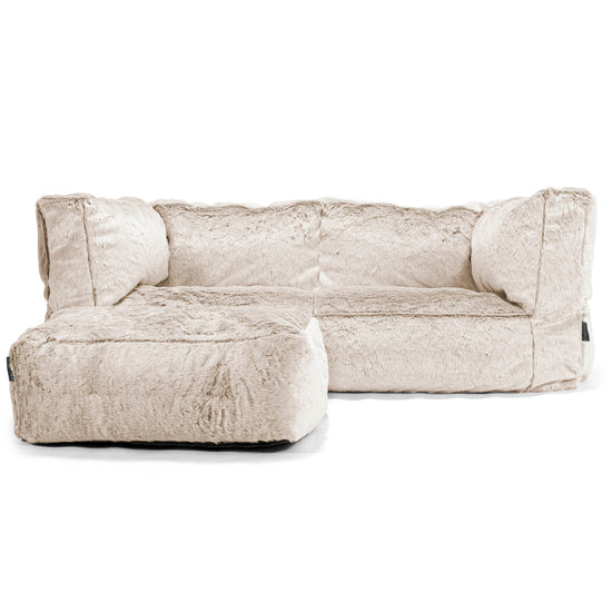 The 2 Seater Albert Sofa Bean Bag - Faux Rabbit Fur Golden Brown 02