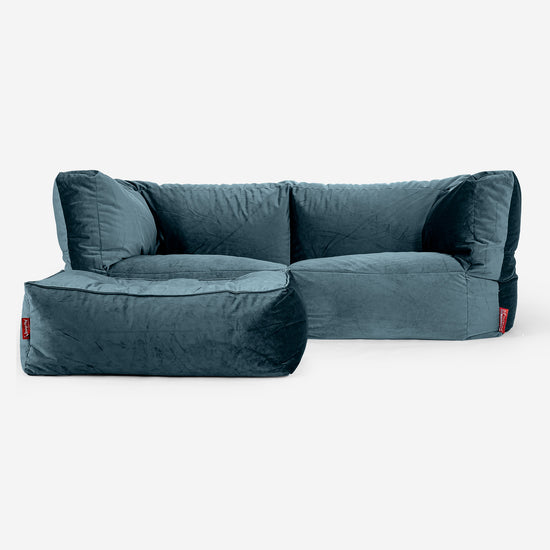The 2 Seater Albert Sofa Bean Bag - Velvet Teal 02