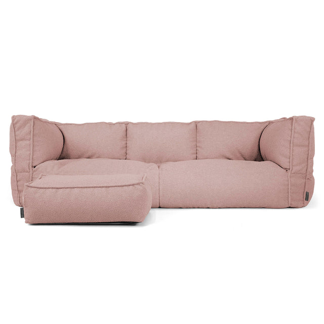 The 3 Seater Albert Sofa Bean Bag - Boucle Pink 02