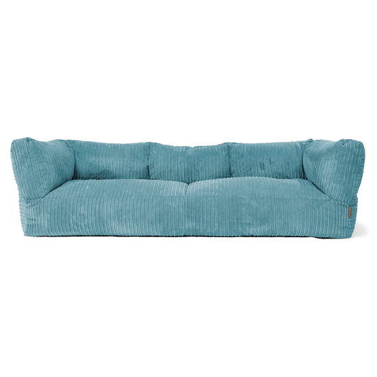 The 3 Seater Albert Sofa Bean Bag - Cord Aegean Blue 01