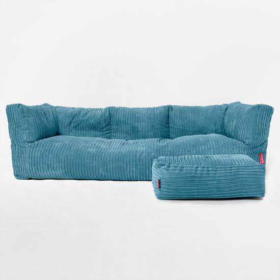 The 3 Seater Albert Sofa Bean Bag - Cord Aegean Blue 02