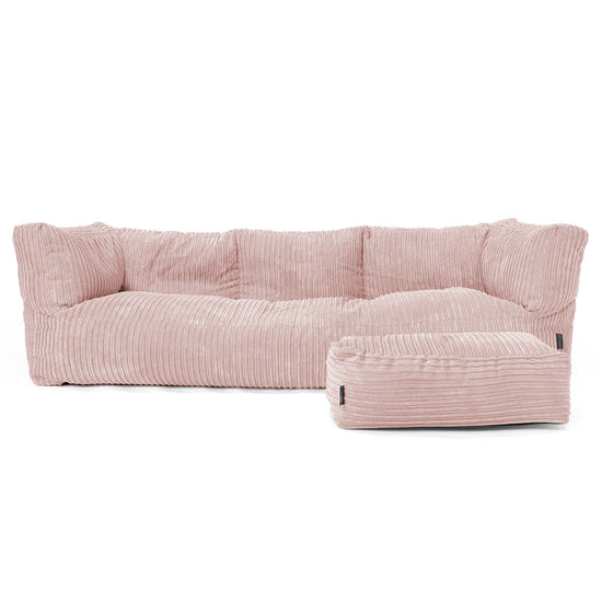 The 3 Seater Albert Sofa Bean Bag - Cord Blush Pink 02