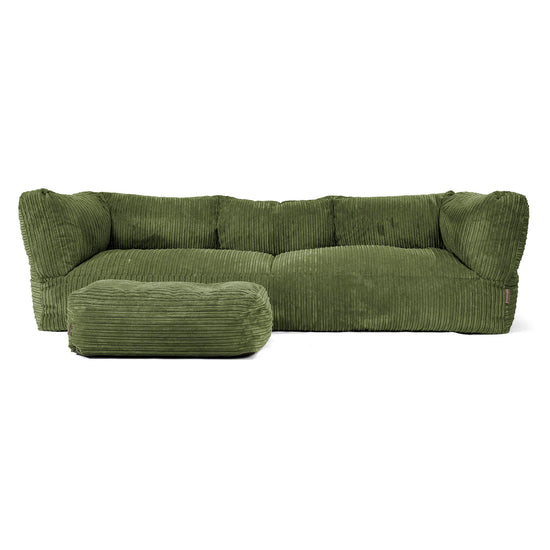 The 3 Seater Albert Sofa Bean Bag - Cord Forest Green 02