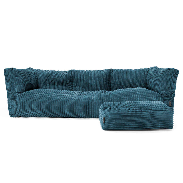 The 3 Seater Albert Sofa Bean Bag - Cord Navy Blue 02