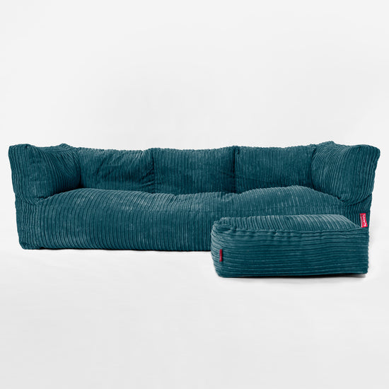 The 3 Seater Albert Sofa Bean Bag - Cord Teal Blue 02