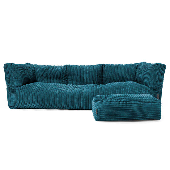 The 3 Seater Albert Sofa Bean Bag - Cord Teal Blue 02