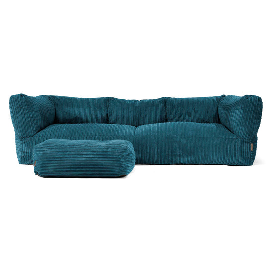 The 3 Seater Albert Sofa Bean Bag - Cord Teal Blue 02