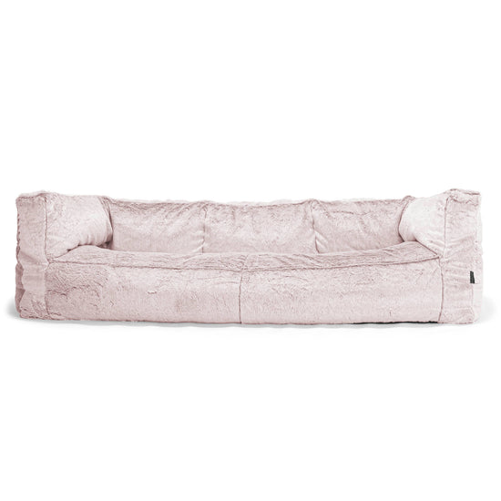 The 3 Seater Albert Sofa Bean Bag - Faux Rabbit Fur Dusty Pink 01