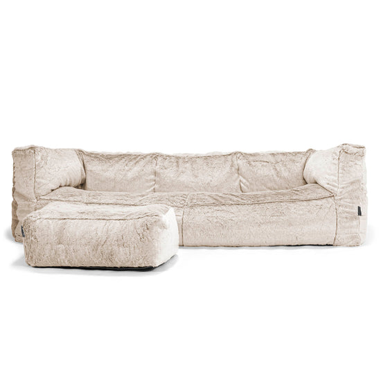 The 3 Seater Albert Sofa Bean Bag - Faux Rabbit Fur Golden Brown 02