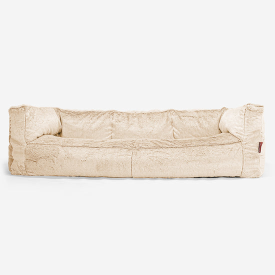The 3 Seater Albert Sofa Bean Bag - Faux Rabbit Fur White 01